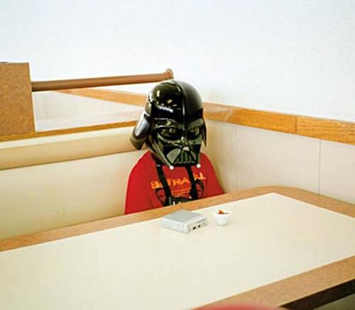 #349 - Lil' darth vader; sad, but the important thing is that he is still alive in death star bistro 